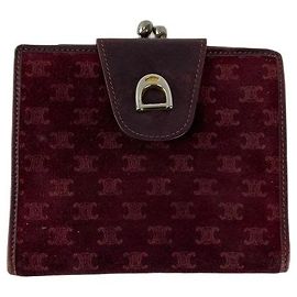 Céline Suede Macadam Muster Bi-Fold Geldbörse Rot