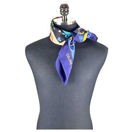Céline Cachecol de seda azul Navio do Comerciante de Frutas Azul