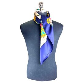 Hermès Sciarpa di seta blu profondo Blu