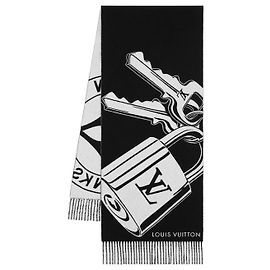 Louis Vuitton Lock and Key Schal Schwarz Wolle Kaschmir Schwarz