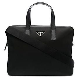 Prada Nylon Leather Briefcase Black