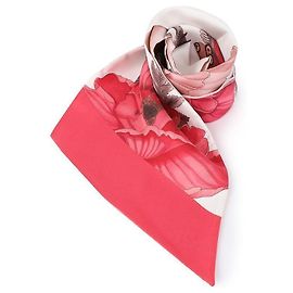 Salvatore Ferragamo Bufanda de seda con estampado de amapola Blanco