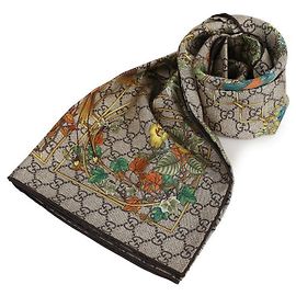 Gucci Bufanda cuadrada de seda estampada en twill: Castaño