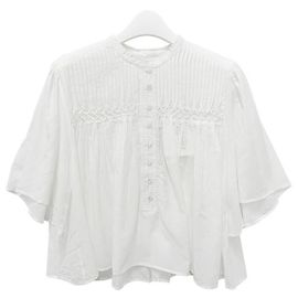 Isabel Marant Cotton Voile Smocked Blouse White White
