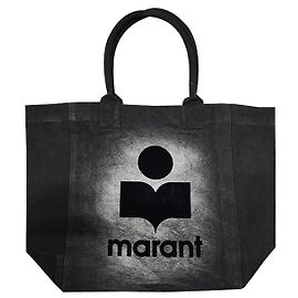 Isabel Marant Bolsa de compras bordada com logo YENKY Preto desbotado Preto