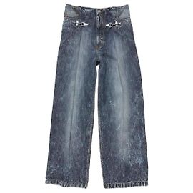 Acne Calça de denim azul com fivela Marrom