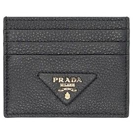Prada Cartera para tarjetas de cuero Negro