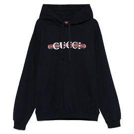 Gucci Bedruckter Baumwoll-Jersey-Hoodie Blau