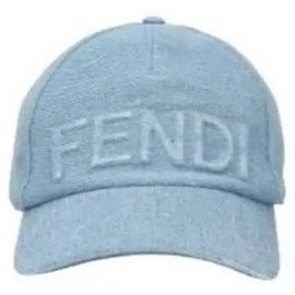 Fendi Denim Baseball Cap Logo Blue