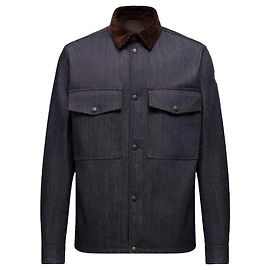 Moncler Giacca camicia con rifiniture in velluto a coste Blu
