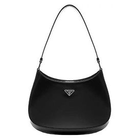 Prada Cleo Brushed Leather Shoulder Bag Black