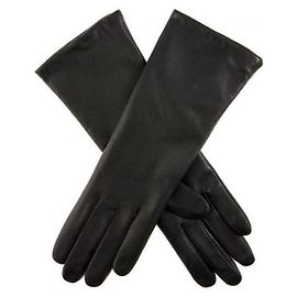 Saint Laurent Lambskin Silk Blend Long Gloves Black
