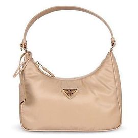 Prada Borsa Mini in Nylon Rieditata Marrone