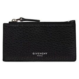 Givenchy Grain Leather Zipper Card Holder Black