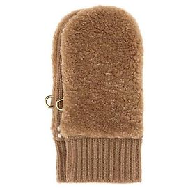 Miu Miu Luvas de shearling de lã e caxemira Marrom