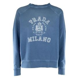 Prada Suéter de algodão com gola redonda Azul