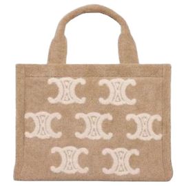 Céline Petit Cabas en Textile avec Triomphe Tout Over Marron