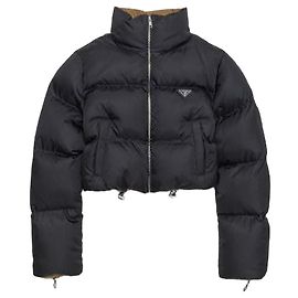 Prada Crop Nylon Down Jacket Black