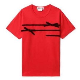 Comme Des Garcons Samt-Ribbon T-Shirt Rot