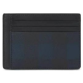Burberry Check Money Clip Card Case Wallet Blue