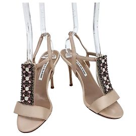 Manolo Blahnik Satin Sandals Brown