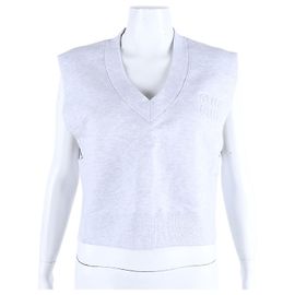 Colete de algodão cropped Miu Miu Marrom