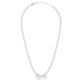 Céline Monochrome Halskette Glasperle Messing Rhodium-Finish Weiß