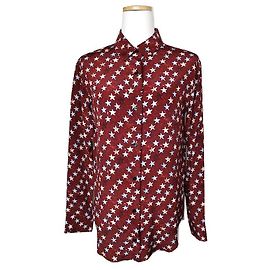 Sandro Camisa de seda burdeos con estampado de estrellas Roja