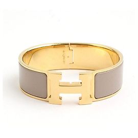 Hermès Bracciale Taupe in Oro Click-Clack Multicolore