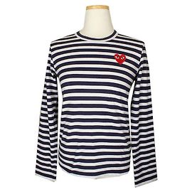 Comme Des Garcons Weißes Marine Baumwoll-T-Shirt Schwarz