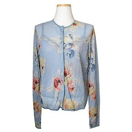 Dior Hellblaues Mesh-Zwillingsset Cardigan Tank Top Blau