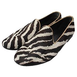 Gucci Zebra Pattern Suede Loafers Brown