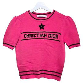 Dior Christian Cashmere Kurzarmpullover Pink
