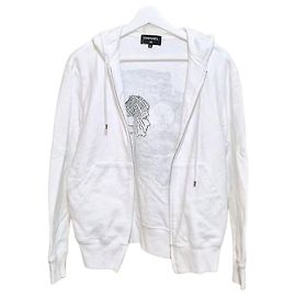 Chanel Moletom com capuz e zíper com logo de grafite Prata