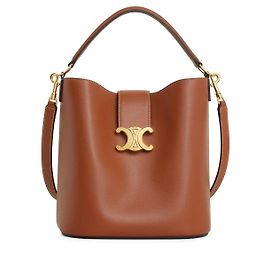 Céline Bolsa Louis Média em couro de bezerro liso tan Marrom
