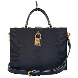 Dolce & Gabbana Studded Lizard Box Bag Black