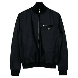 Prada Chaqueta reversible con logo triangular Negro