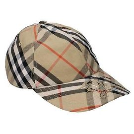 Burberry Check Cotton Blend Baseball Cap Brown