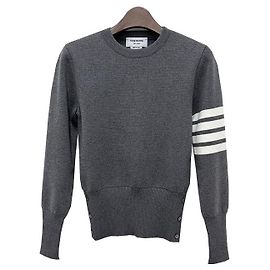 Thom Browne Strickpullover aus Baumwolle Milano mit diagonalen Streifen Braun