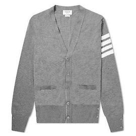 Thom Browne Merino Wool Stitch Cardigan Pearl Gray Brown