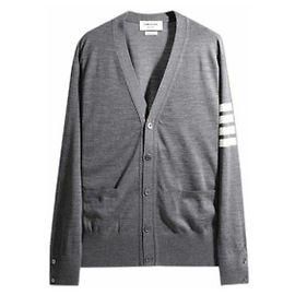 Thom Browne Merino Wool Stitch Cardigan Mid Gray Brown