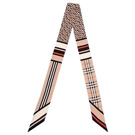 Burberry Cachecol Sneaky de Seda Montage Marrom