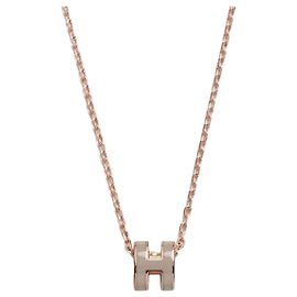 Hermès Collier Mini Pop Hach Émail Marron Or Rose Rose