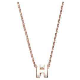 Hermès Colar Mini Pop Branco Ouro Rosa Branco