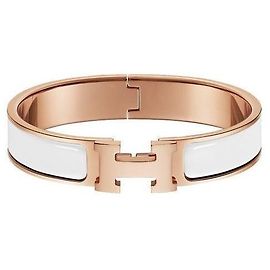 Hermès Pulsera Clickashu Oro Rosa Blanco PM Blanco