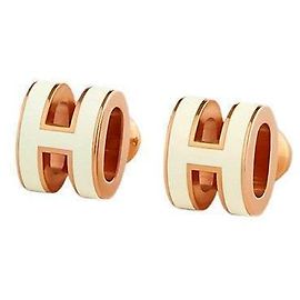 Hermès Pendientes Mini Pop Ash Oro Rosa Blanco Blanco