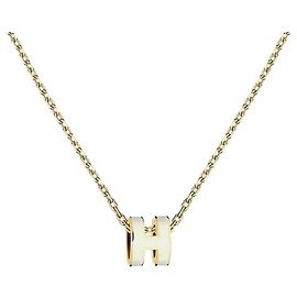 Hermès Collier Mini Popashu Or Blanc Blanc