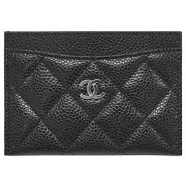 Chanel Portafoglio Classico Caviar Nero Hardware Argento Nero