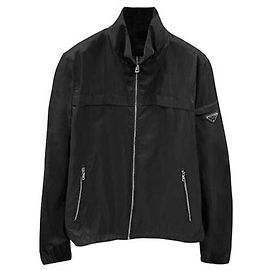 Prada Triangle Logo Men's High-Neck Windbreaker Jacket Black
