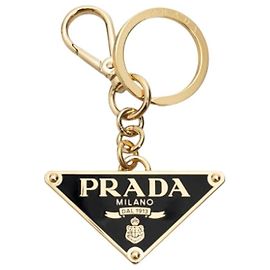 Prada Porte-clés Logo Triangle Noir Or Noir
